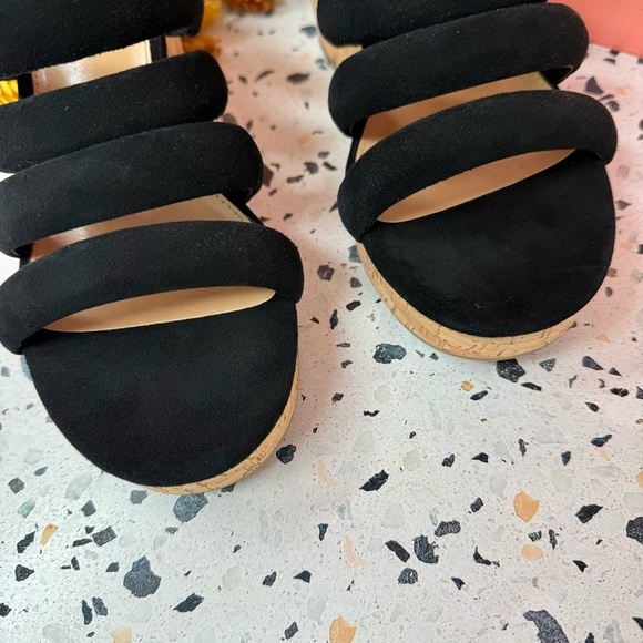 Sam Edelman Yukon Black Suede Strappy Women’s Wedge Cork Sandals Sz 7 - Picture 2 of 11